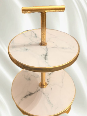 Two-tier tray with marble effect like new, ideal for candy bar