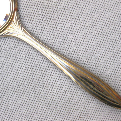 Hand mirror used, enamel and bijouterie