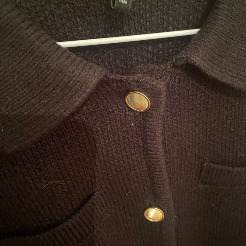 H&M cardigan used, black with gold buttons, size L