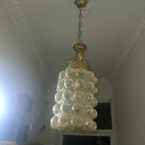 Clear Bubble Glass retro pendant light from the 70s like new