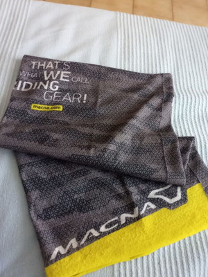 Macna motorcycle scarf used, gray and yellow