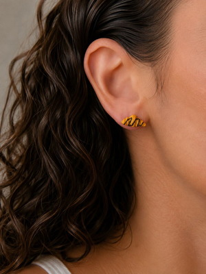 Croissant Stud Earrings with Chocolate Syrup with Polymer Clay
