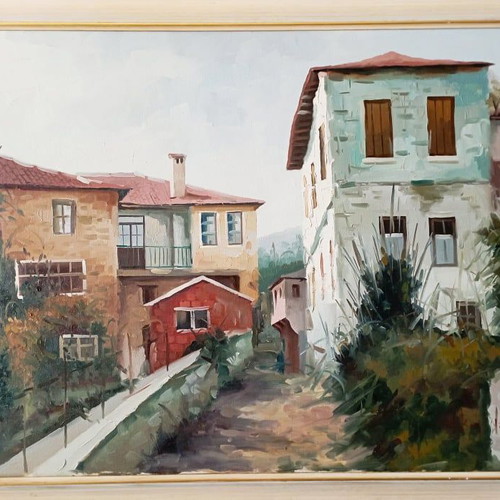 Oil painting on canvas by Vas. Kolokythas in excellent condition