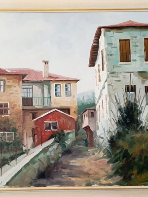 Oil painting on canvas by Vas. Kolokythas in excellent condition