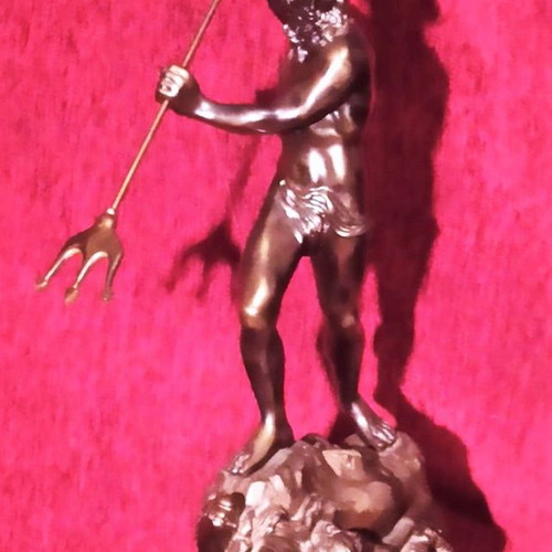 Antique Poseidon with Trident bronze like new