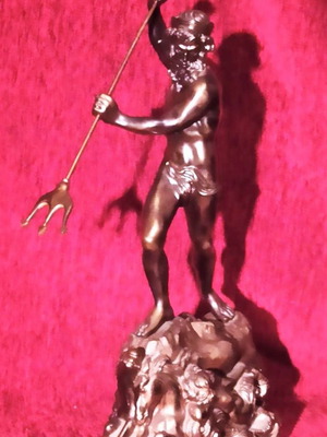 Antique Poseidon with Trident bronze like new