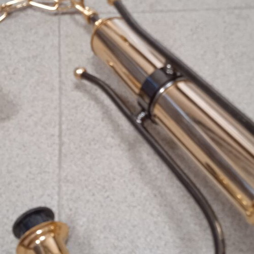 Ceiling light with three arms, metallic lead color, 51 cm height