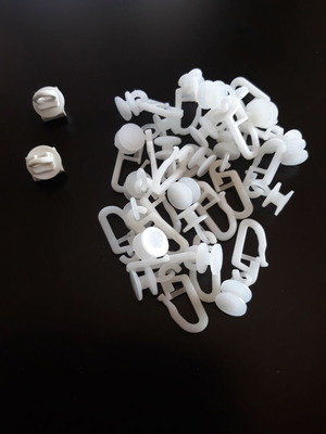 Curtain hooks with rollers and 2 stops used, pack of 20 hooks and 2 stops