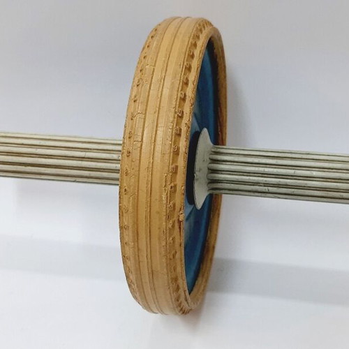 Vintage ab wheel used, steel and rubber, 27 cm length, 15.5 cm diameter