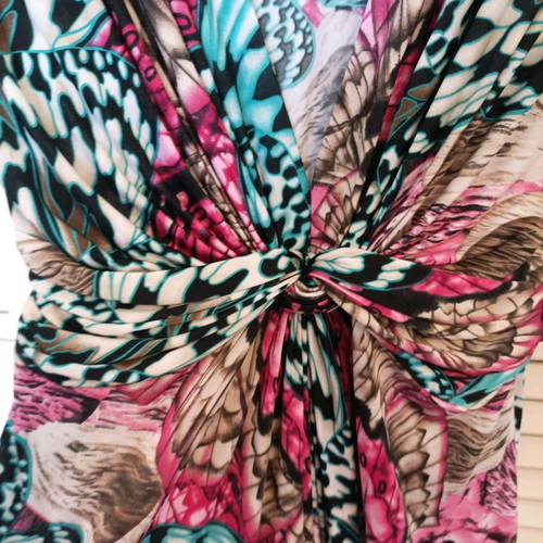 Colorful dress used, size medium to large, with belt