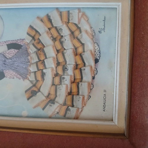 Two small Spanish framed prints from 1950 used