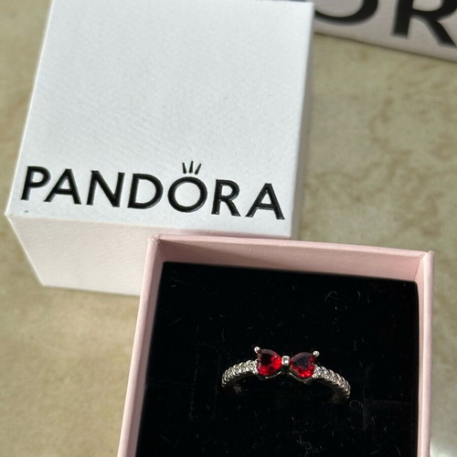 Pandora silver ring with red bow size 52 new