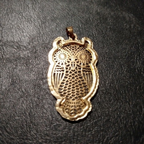 Owl pendant new, brass in golden tone
