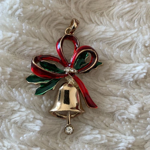 Vintage Christmas bell pendant with enamel like new