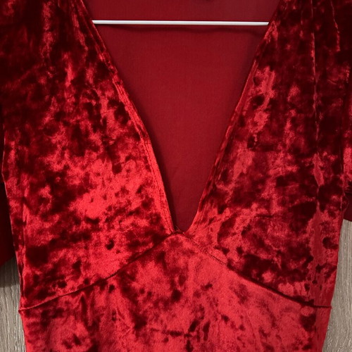 Bershka red velour bodysuit like new, medium