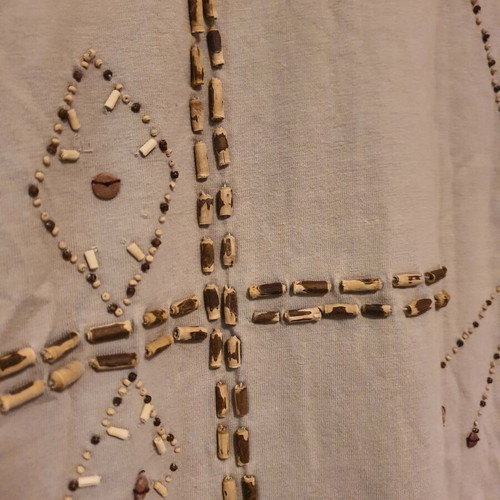 Beige blouse with wooden beads size S like new