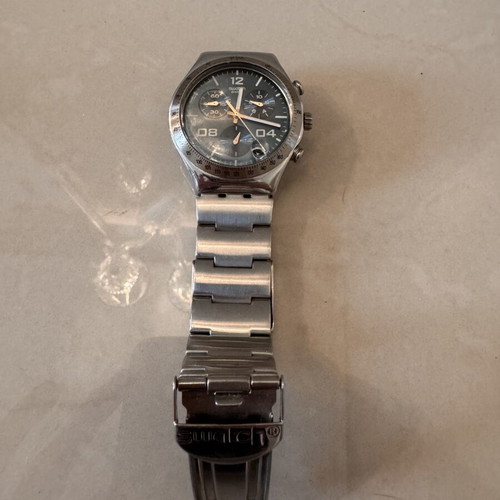 Swatch Irony Chrono Blustery watch used, model YCS438G, blue silver