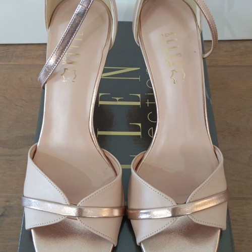 Ellen Collection nude gold sandals used, size 39, 8cm heel