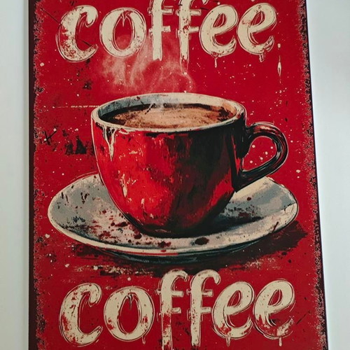 Vintage Coffee Tin Sign like new, metal decorative wall art