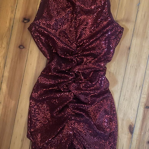 Marmalady sparkling mini dress dark red new with tag