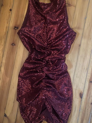 Marmalady sparkling mini dress dark red new with tag