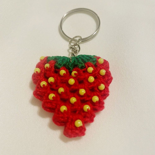 Handmade Strawberry Embroidered Keychain new