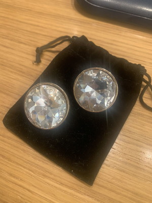 Oversized earrings with large clear rhinestones new, silver