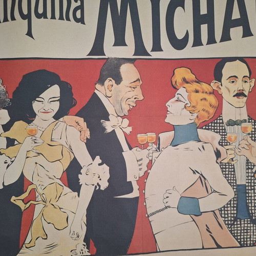 Quinquina Michaud vintage lithograph poster used, 1903