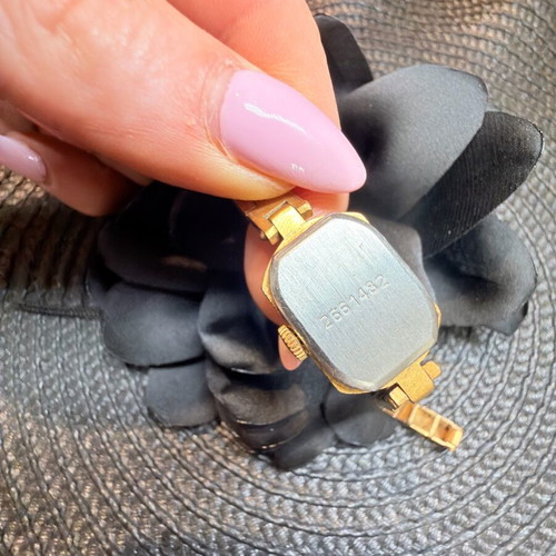 Luch vintage wristwatch used, gold tone, women's