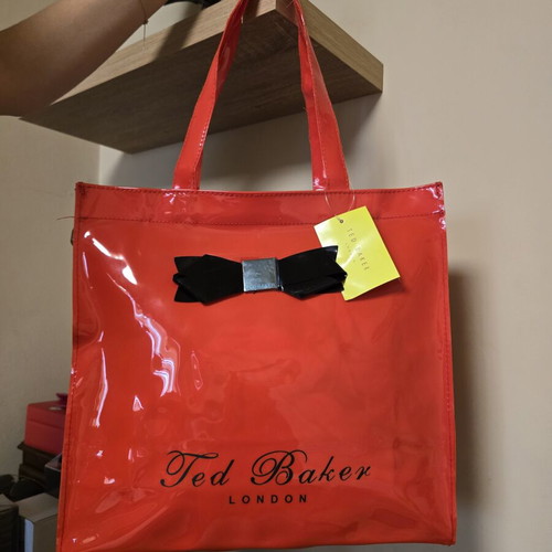 Ted Baker large coral handbag with black bow new