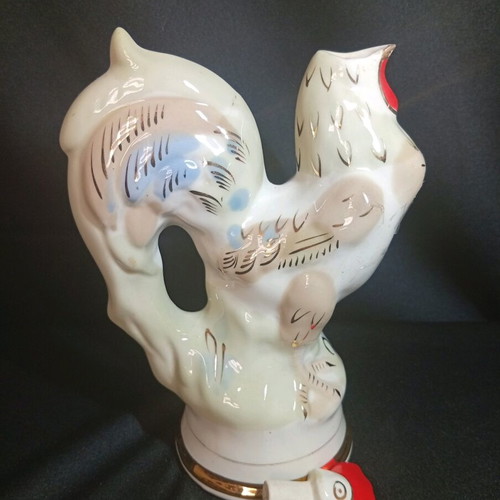 Vintage GFZ USSR collectible porcelain decanter rooster 1950s-60s