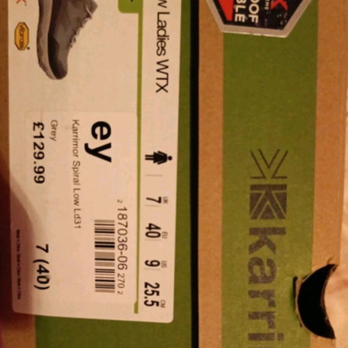 Karrimor Spiral Ladies Waterproof Hiking Shoes like new, Vibram sole, size 40