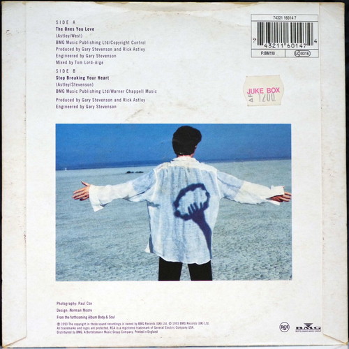 Rick Astley The Ones You Love & Stop Breaking Your Heart 7'' vinyl used, pop