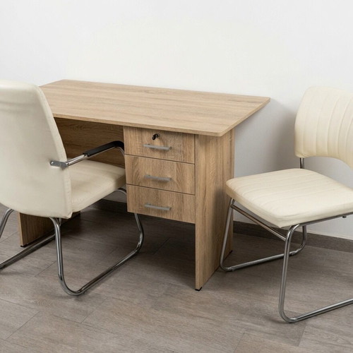 Office desk with 3 drawers and 2 used chairs set
