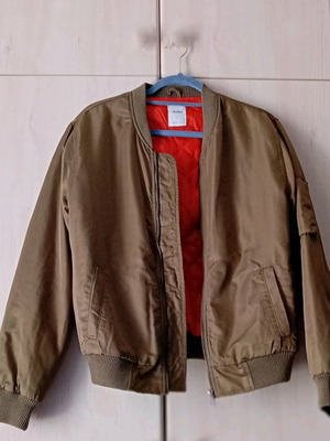 Bomber khaki women's jacket Subdued like new size M with orange lining