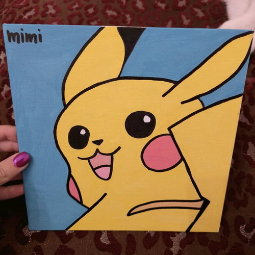 Pikachu handmade painting with acrylics on 20×20 cm cardboard made to order