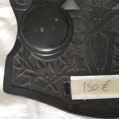 Antique inkwell used, old carved collectible piece
