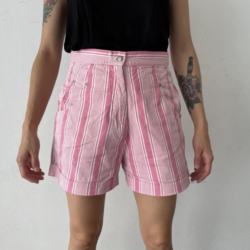 Vintage shorts 80s high waist pink striped like new, size L