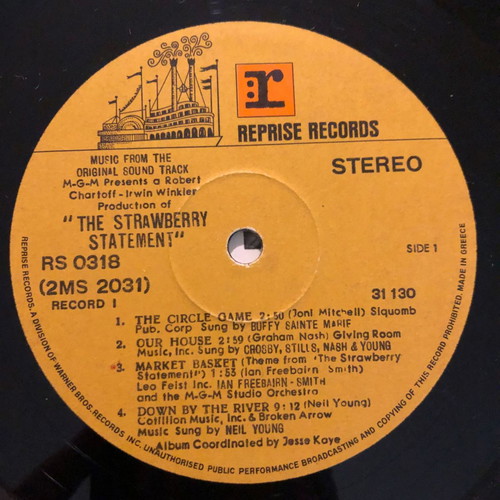 Δίσκος βινυλίου Original Soundtrack The Strawberry Statement μεταχειρισμένος, rock