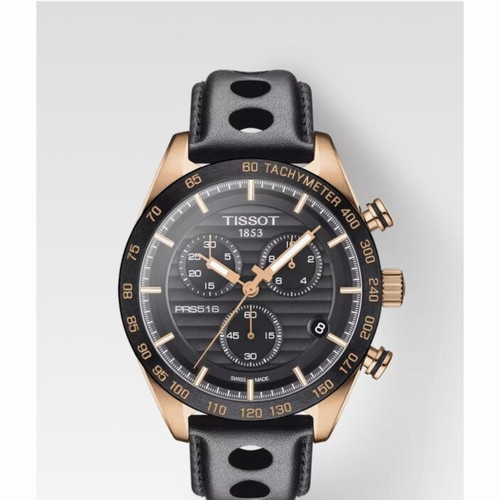 Tissot PRS 516 Chronograph full set, rose gold and black leather