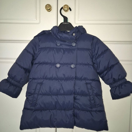 Benetton blue nautical jacket 12-18 months like new with detachable hood