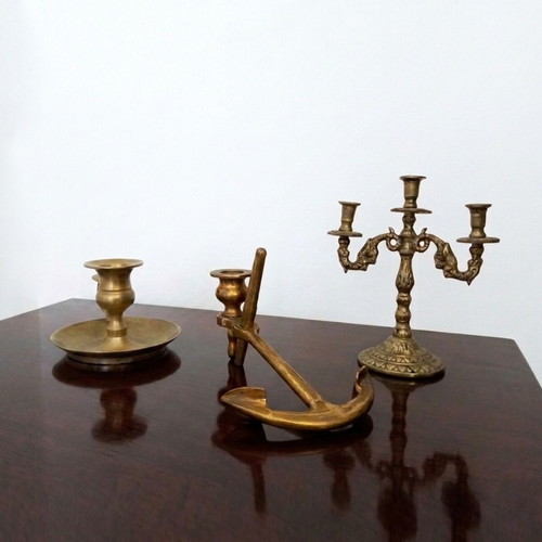 Vintage brass candlesticks set used, sold separately or as set