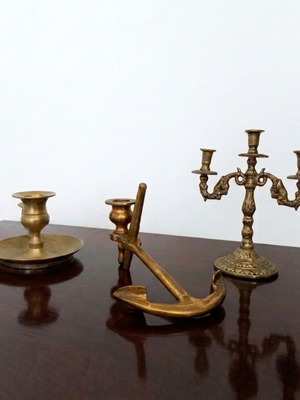 Vintage brass candlesticks set used, sold separately or as set