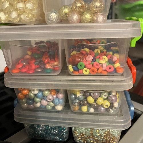 Large collection of craft beads, 40 boxes
