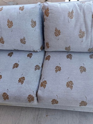 2-seater and 3-seater sofas, light fabric with leaf pattern