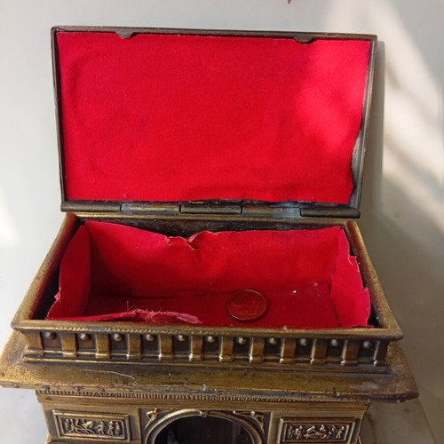 Music box jewelry holder Arc de Triomphe Paris used, bronze