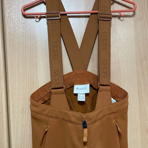 H&M ski pants with suspenders like new, mustard color