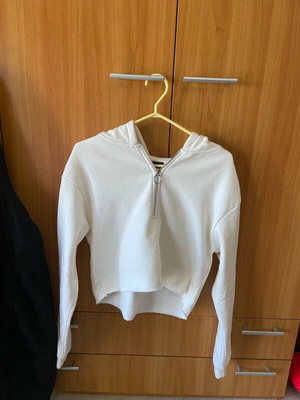 Women's hoodie white used, warm with back hood