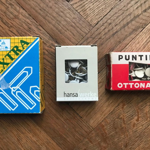 Pack of paper clips and push pins like new, vintage retro packaging