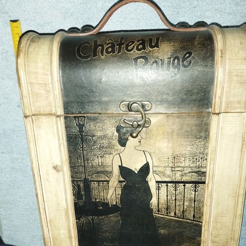 Wooden Wine Case Retro Bottle Holder Château Rouge design